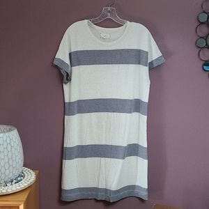 White and grey striped weather dress